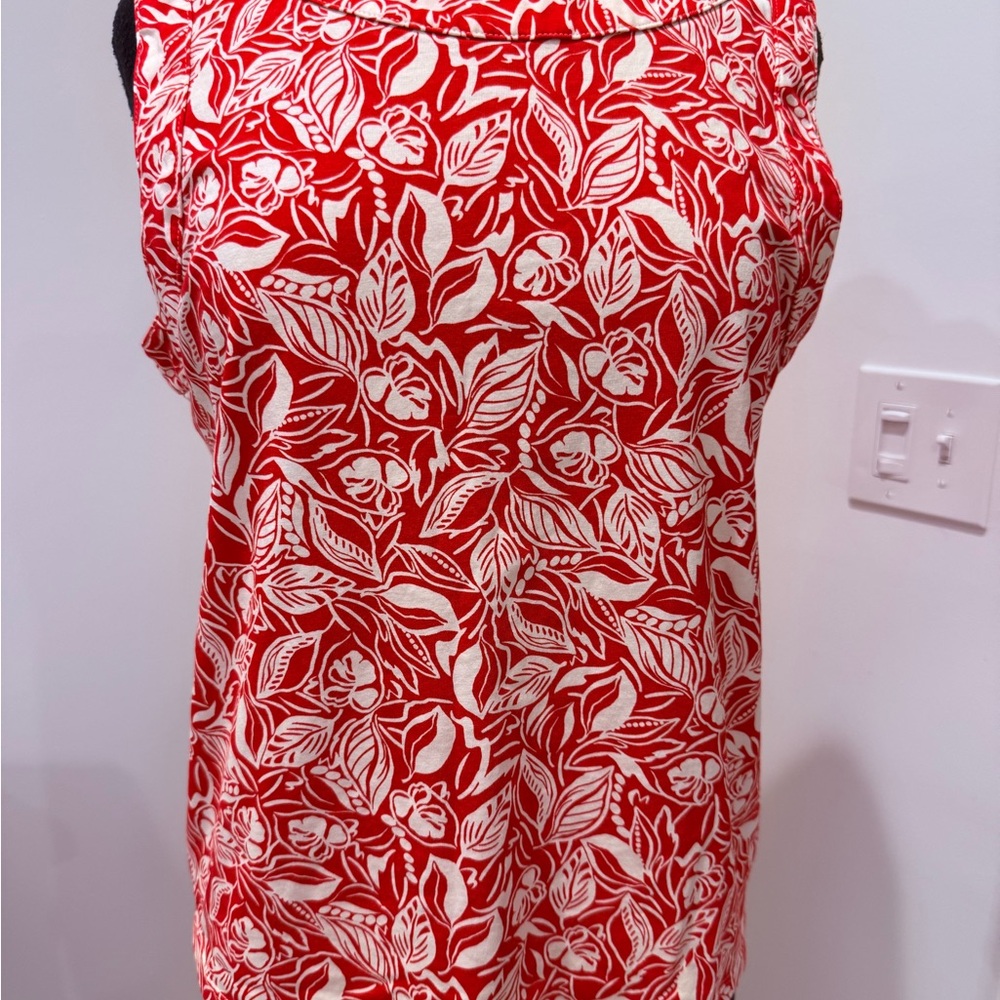 Floral Red and White Tank Top